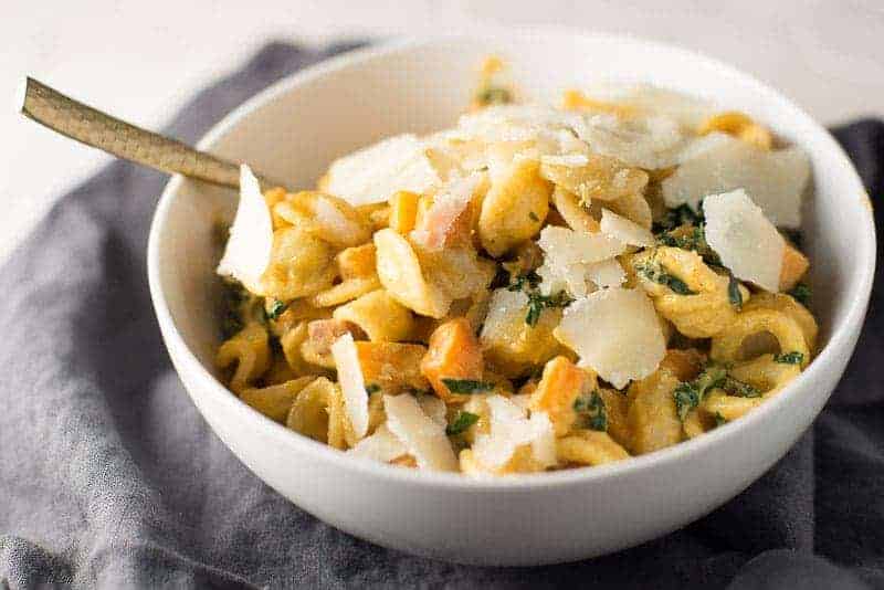 Butternut Squash Alfredo with Pancetta and Kale