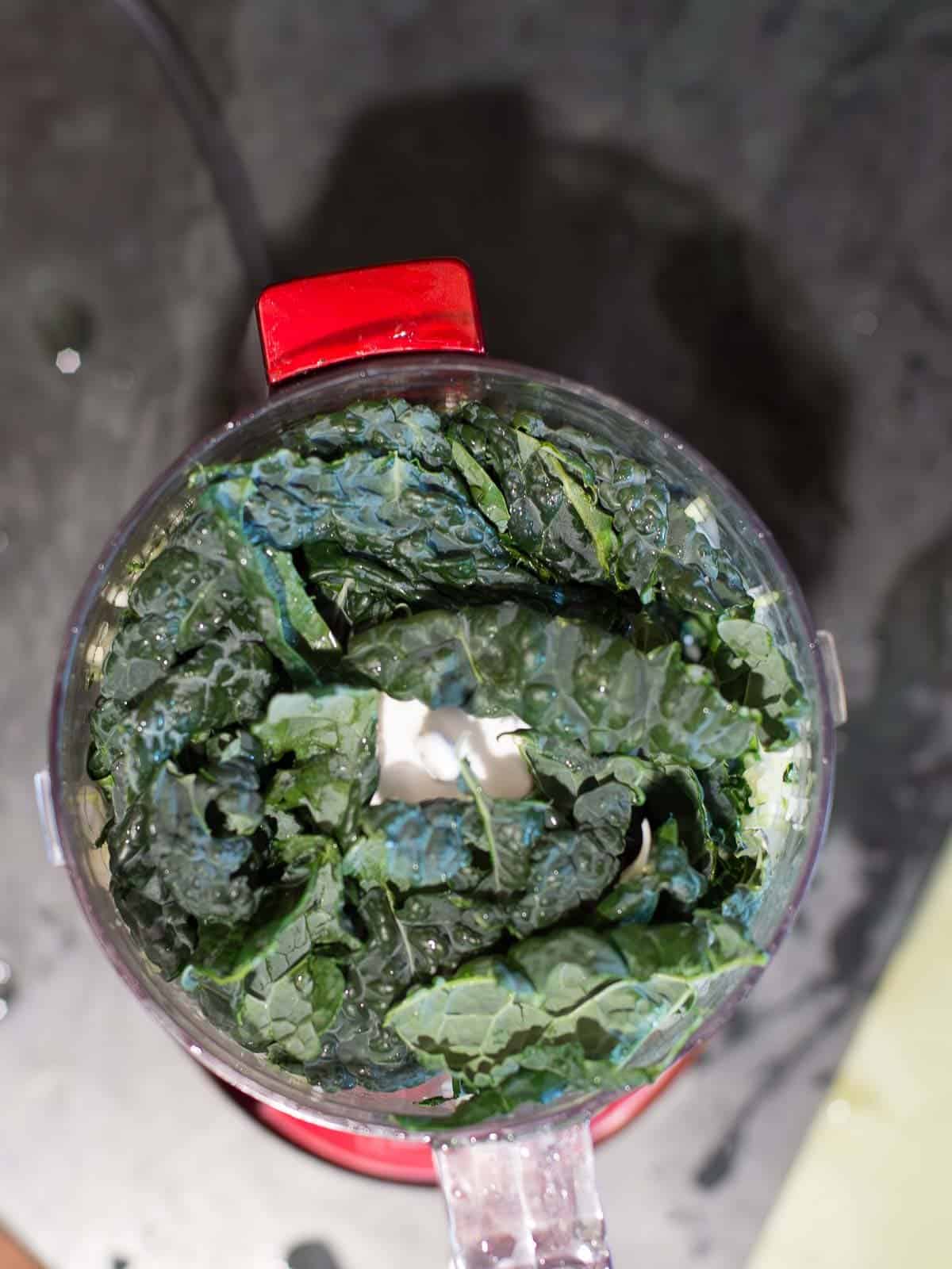 kale in a food processor