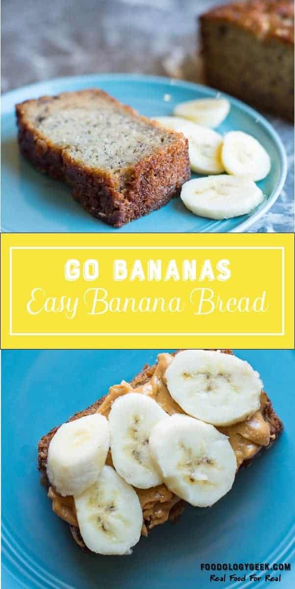 Old fashioned banana bread recipe pinterest image from foodology geek