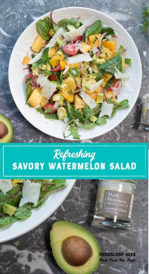 Savory Watermelon Salad pinterest image by foodology geek