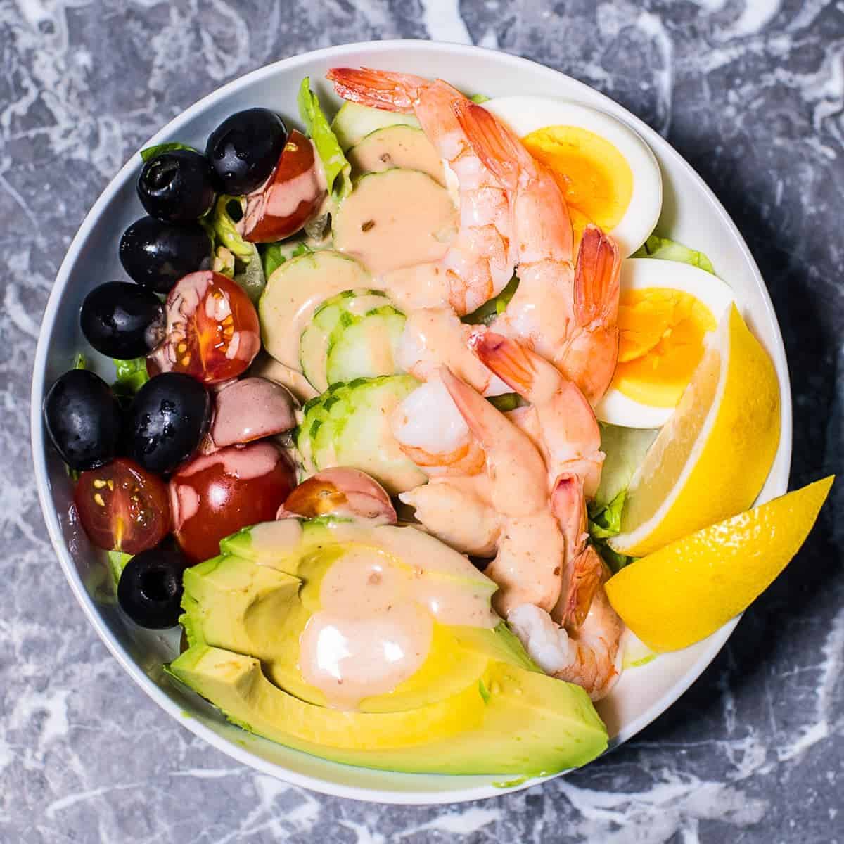 shrimp louie meal prep bowl