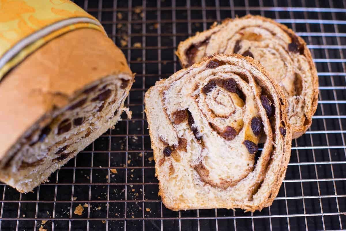 Slices Of Cinnamon Raisin Swirl Bread