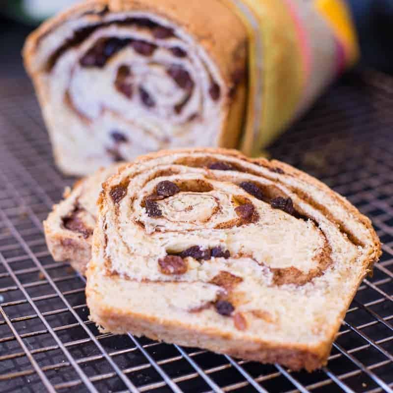 Slice of cinnamon roll bread. by foodology geek.