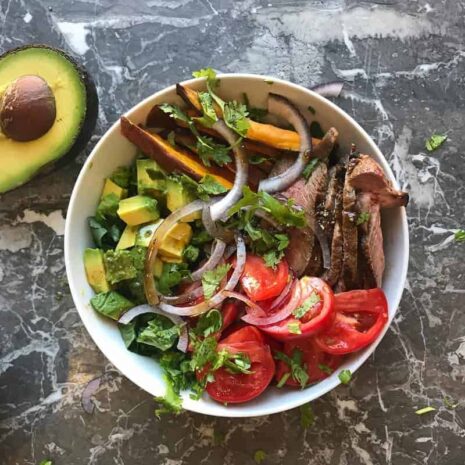 Steak and Sweet Potato meal prep bowl by foodology geek