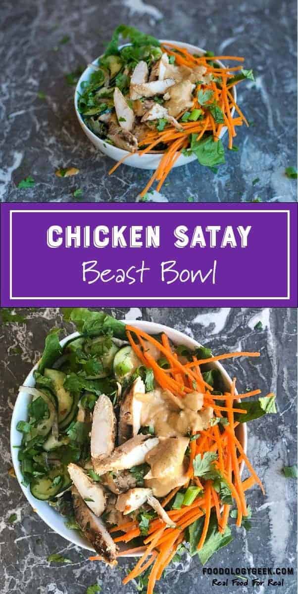 Chicken Satay salad bowl recipe by foodology geek