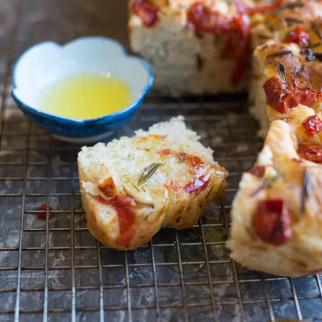 Foccacia with Tomatoes, Garlic and Rosemary