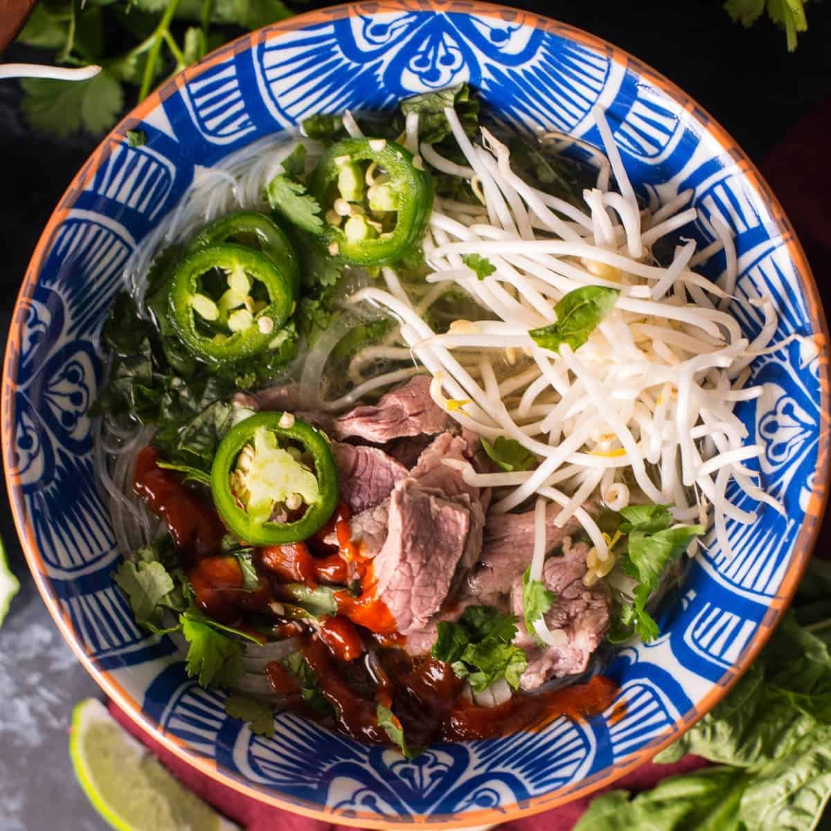 Bowl of Pho with Sriracha