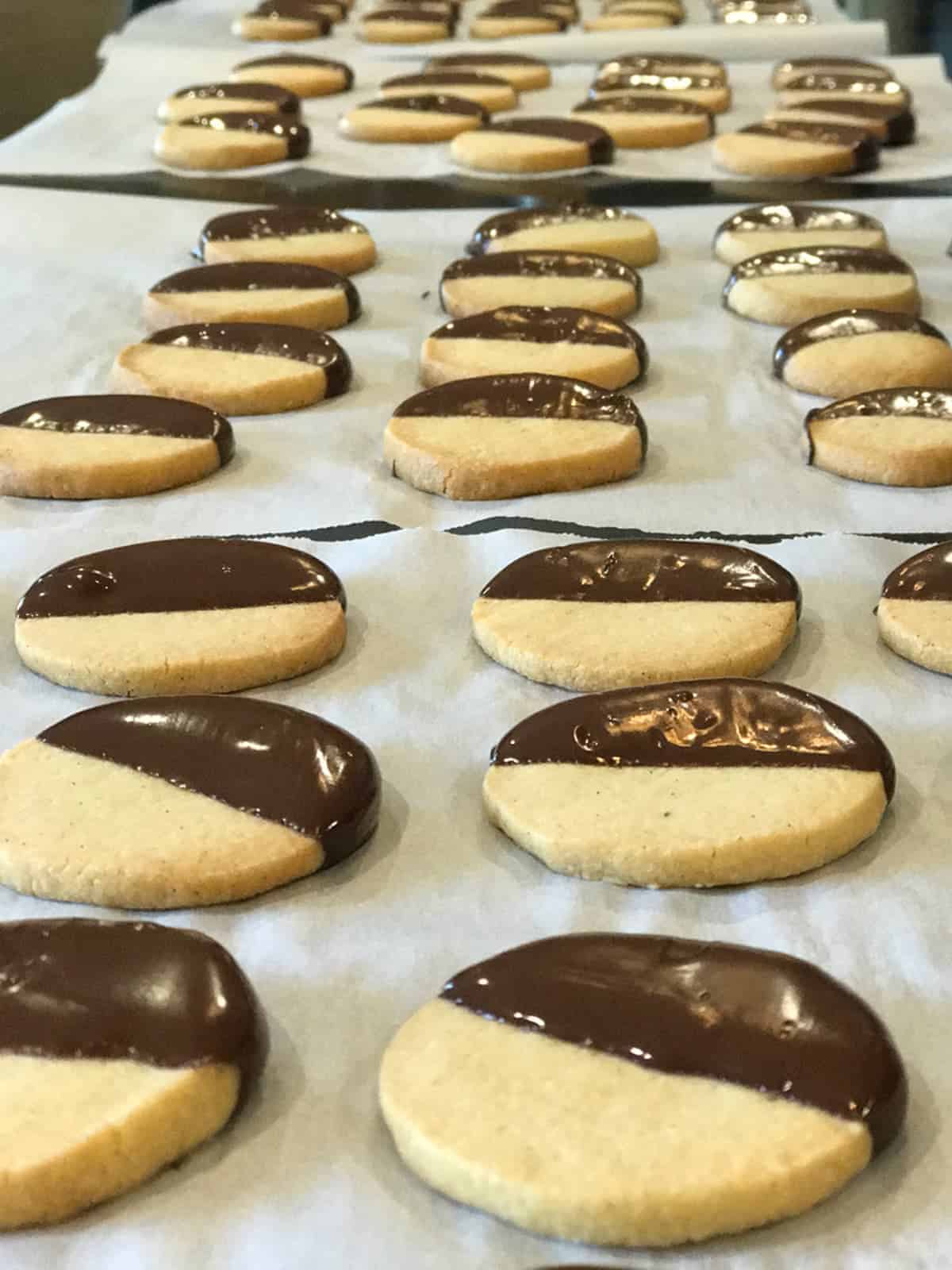 chocolate dipped butter shortbread cookies