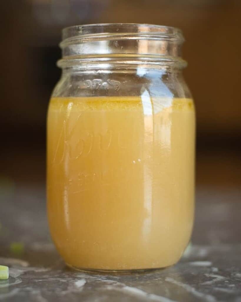 easy homemade bone broth in a mason jar