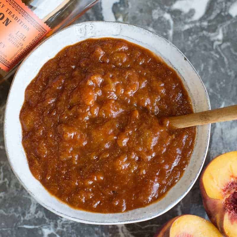 Homemade peach and bourbon bbq sauce.