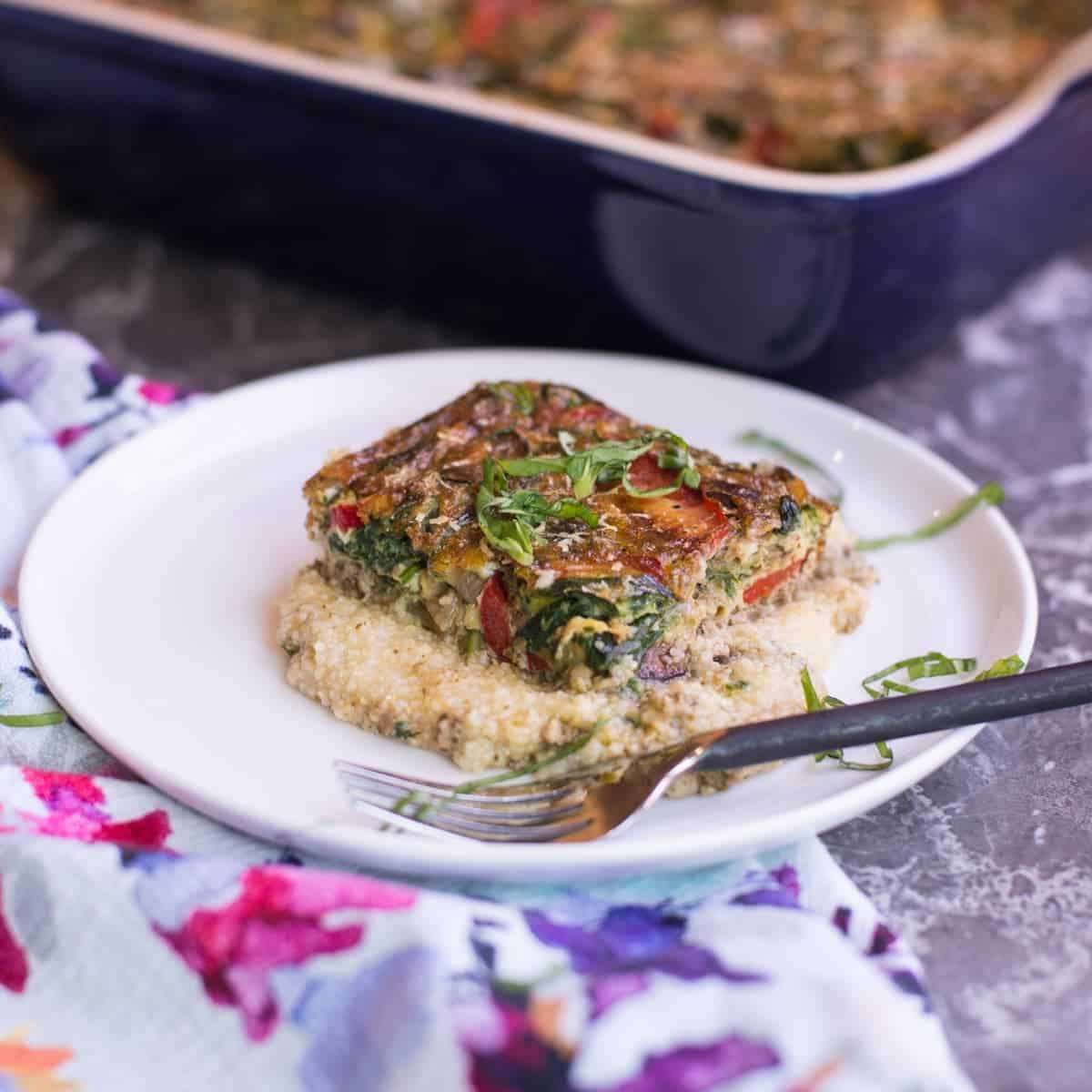 Pesto Polenta Baked Veggie Frittata