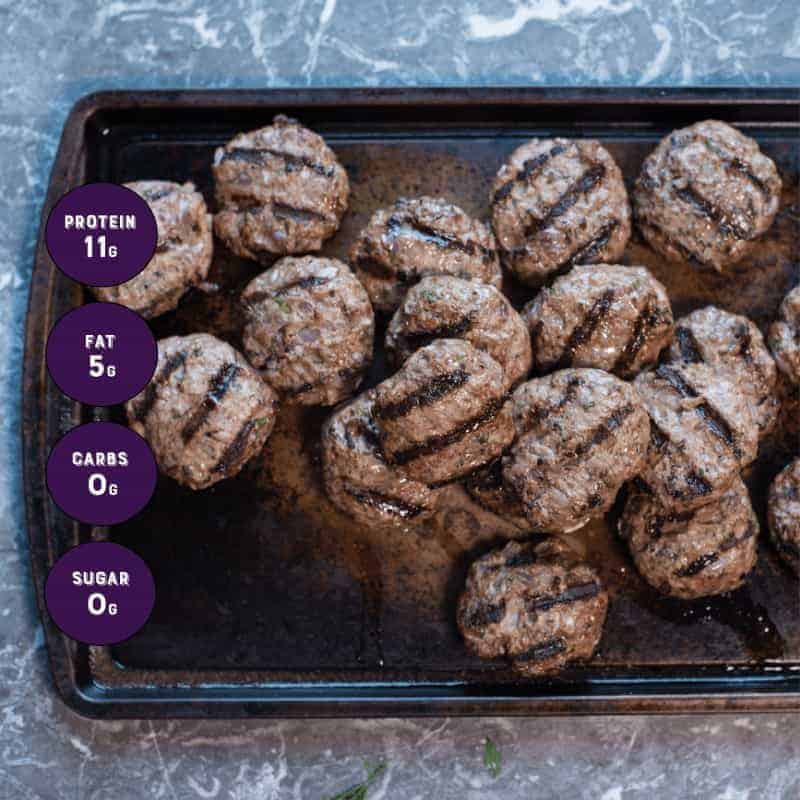 mini sized burgers two ounces each. Perfect for portion control. 