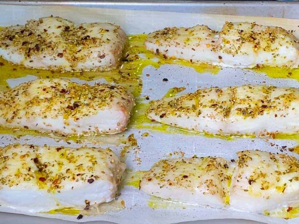 baked halibut fresh out of the oven