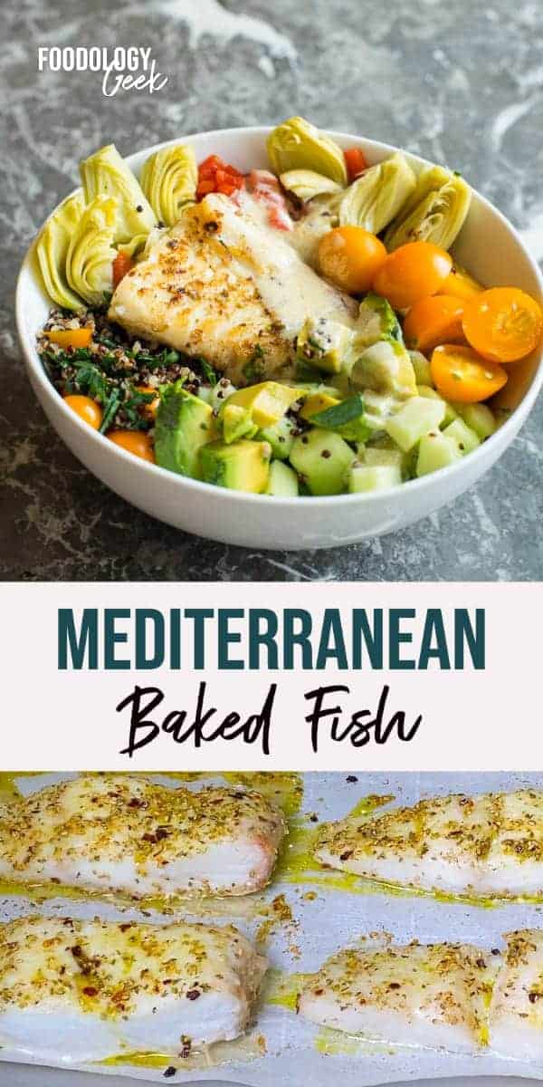 mediterranean baked fish pinterest image