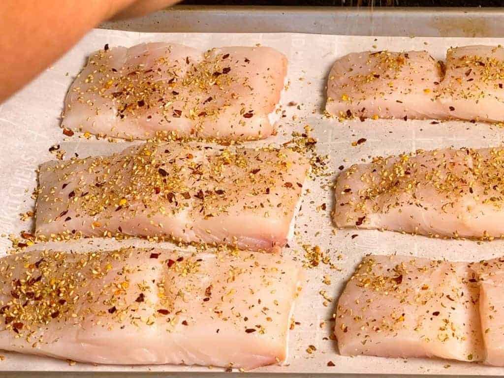 halibut seasoned with mediterranean spice mix