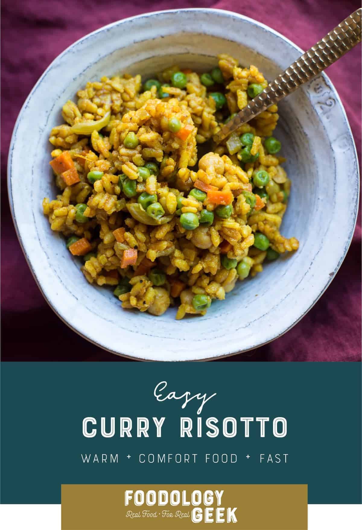 Easy Curry Risotto pinterest image by foodology geek