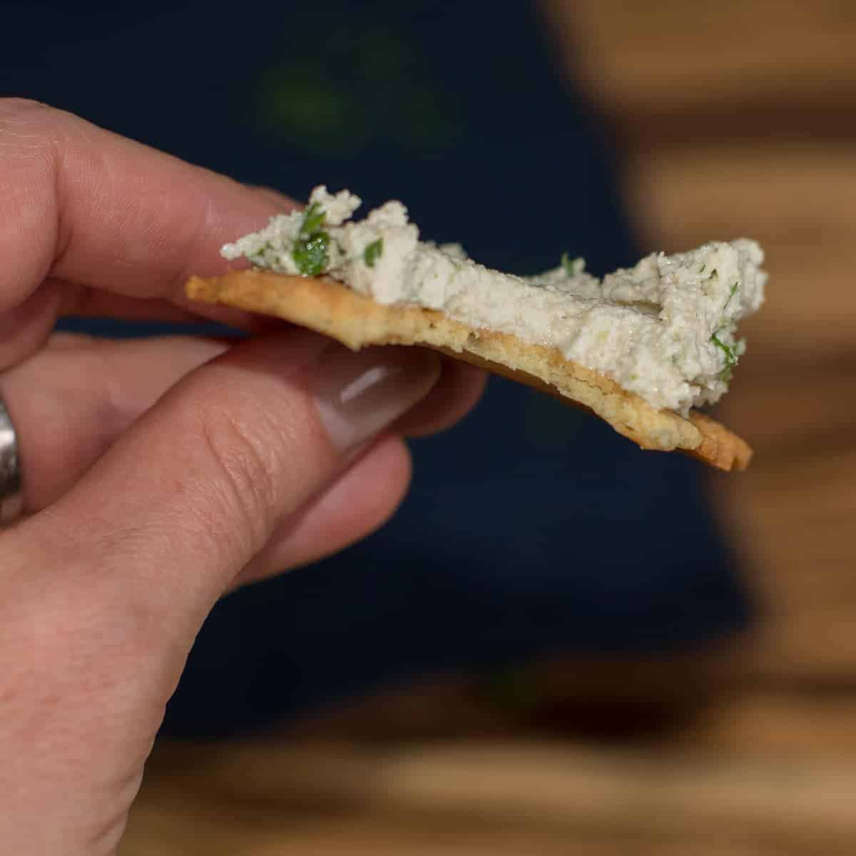 Cashew Cheese is Delicious on Crackers