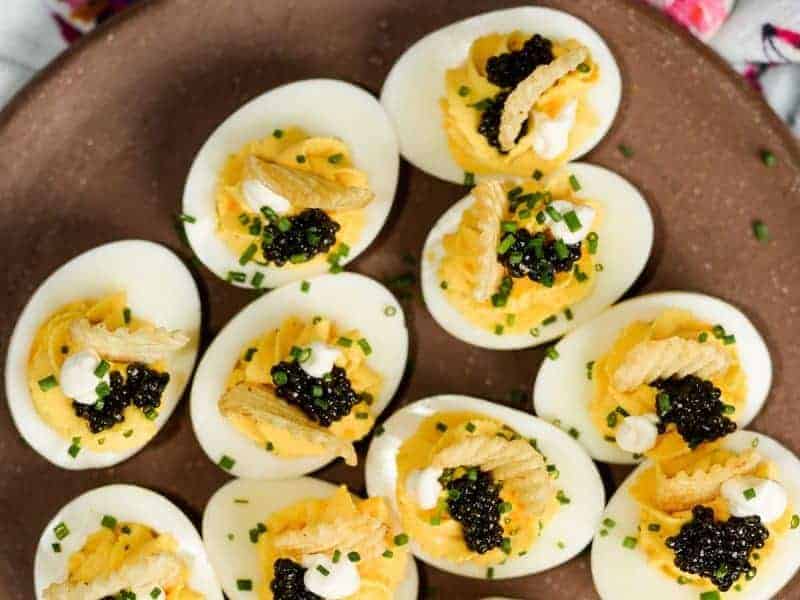 Deviled Eggs with Caviar and Potato Chips Foodology Geek
