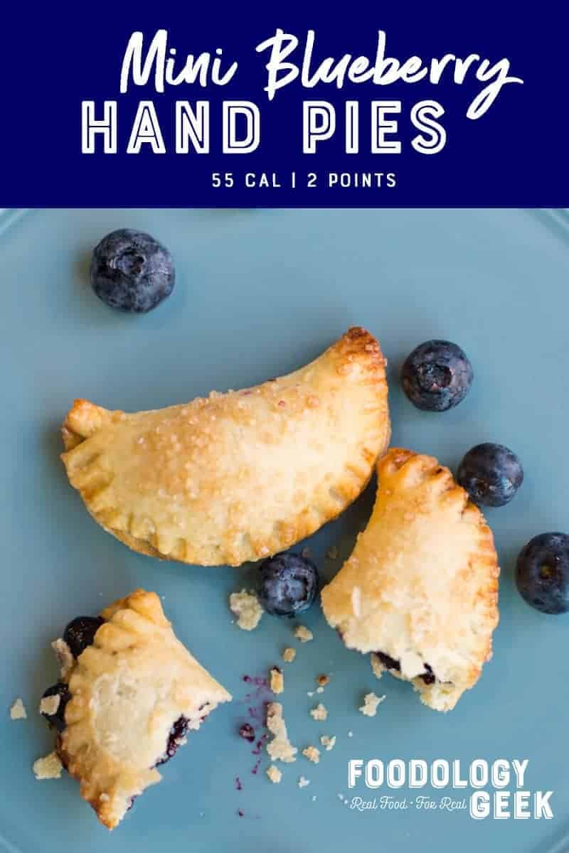 Mini blueberry hand pie. Pinterest Image by Foodology Geek