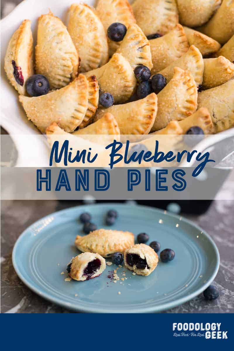 Mini blueberry hand pie. Pinterest Image by Foodology Geek