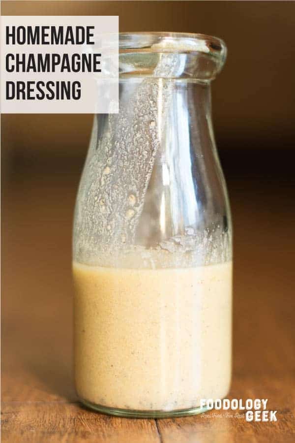 champagne vinaigrette in a glass bottle