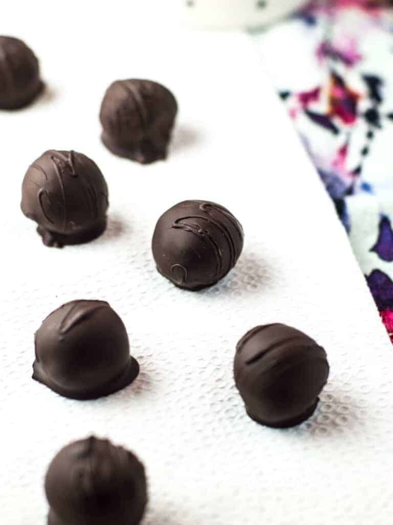 christmas truffles on white napkin