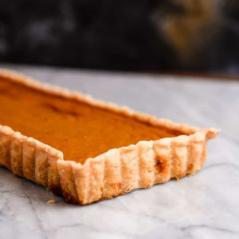 rectangular pumpkin pie tart.