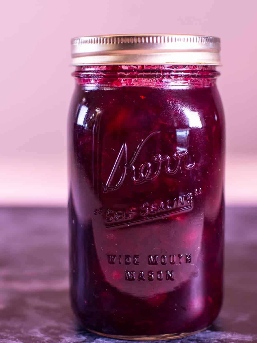 Homemade Cranberry Sauce in a Mason Jar