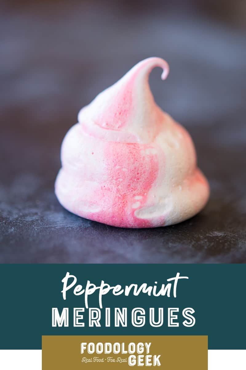 Peppermint meringue cookies recipe. PInterest image by foodology geek.