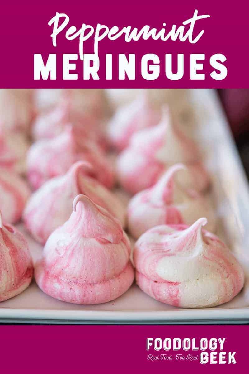 Peppermint meringue cookies recipe. PInterest image by foodology geek.