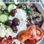 greek lamb burger meal prep bowl. pinterest image by foodology geek.