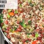 Easy puerto rican dirty rice recipe. pinterest image by foodology geek