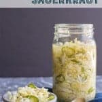 Spicy jalapeno sauerkraut recipe. pinterest image by foodology geek.