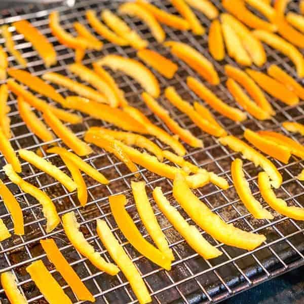 dry the sugar coated orange peels a second time. 