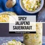 Homemade sauerkraut recipe in a jar. pinterest image