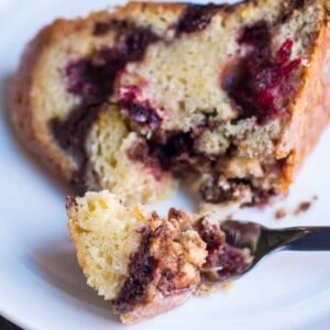 a slice or cranberry coffee cake