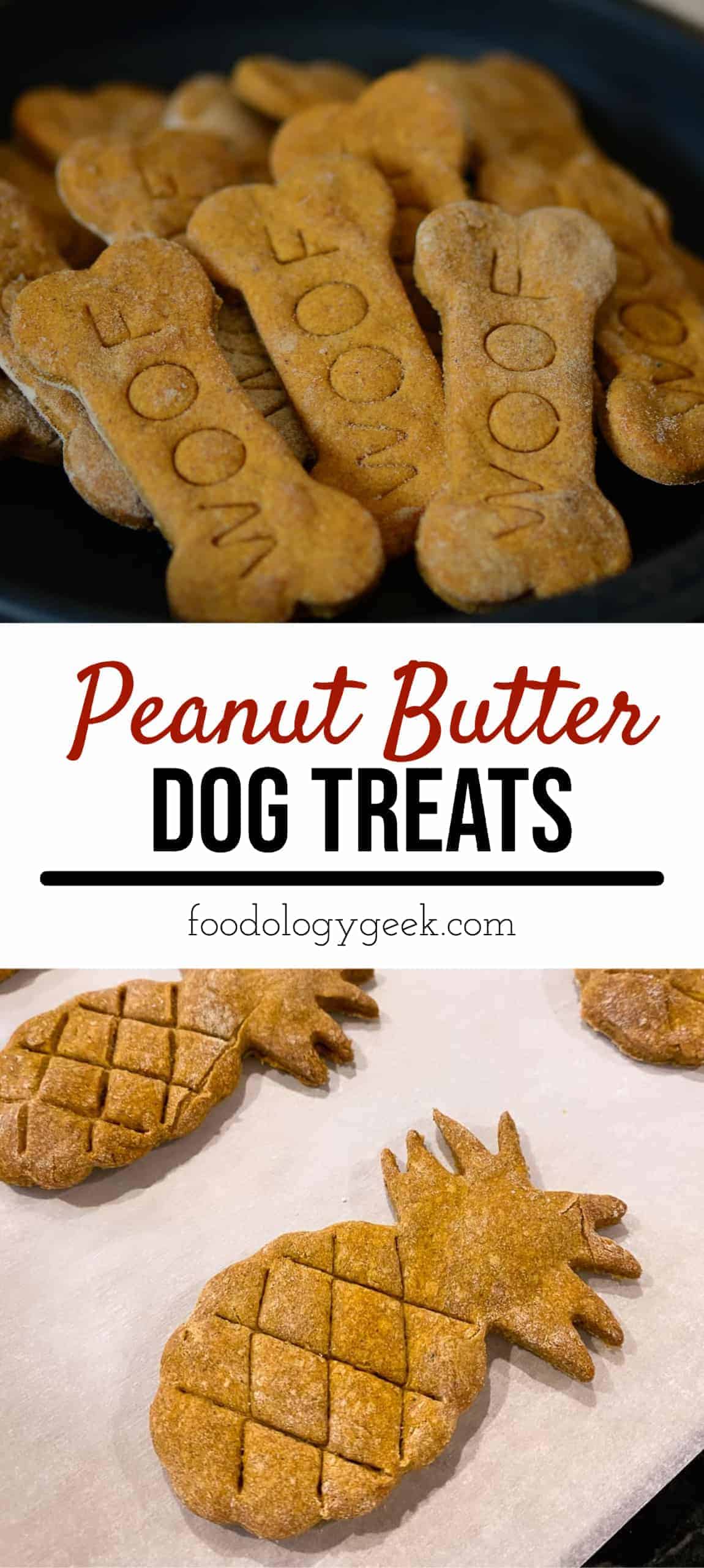 peanut butter dog treats, pinterest image by foodology geek