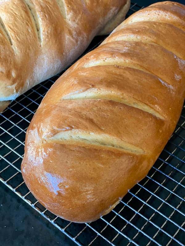 two loaves of perfect homemade bakery french bread | foodology geek