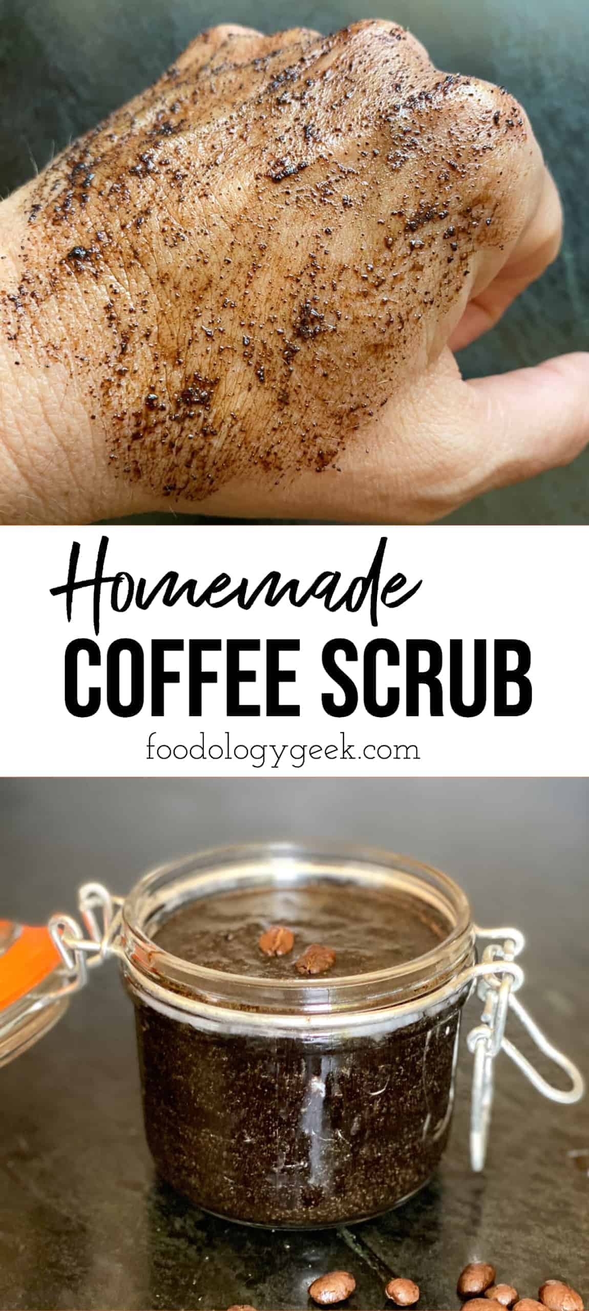 Coffee Scrub Recipe pinterest image foodology geek