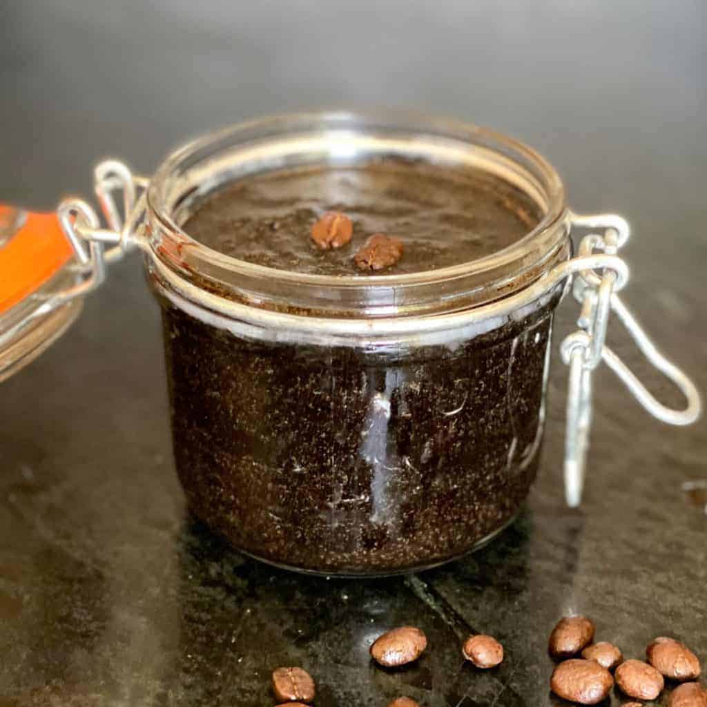 coffee scrub in a clip top jar