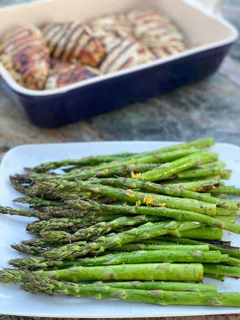 grilled asparagus and grilled marinated chicken breast