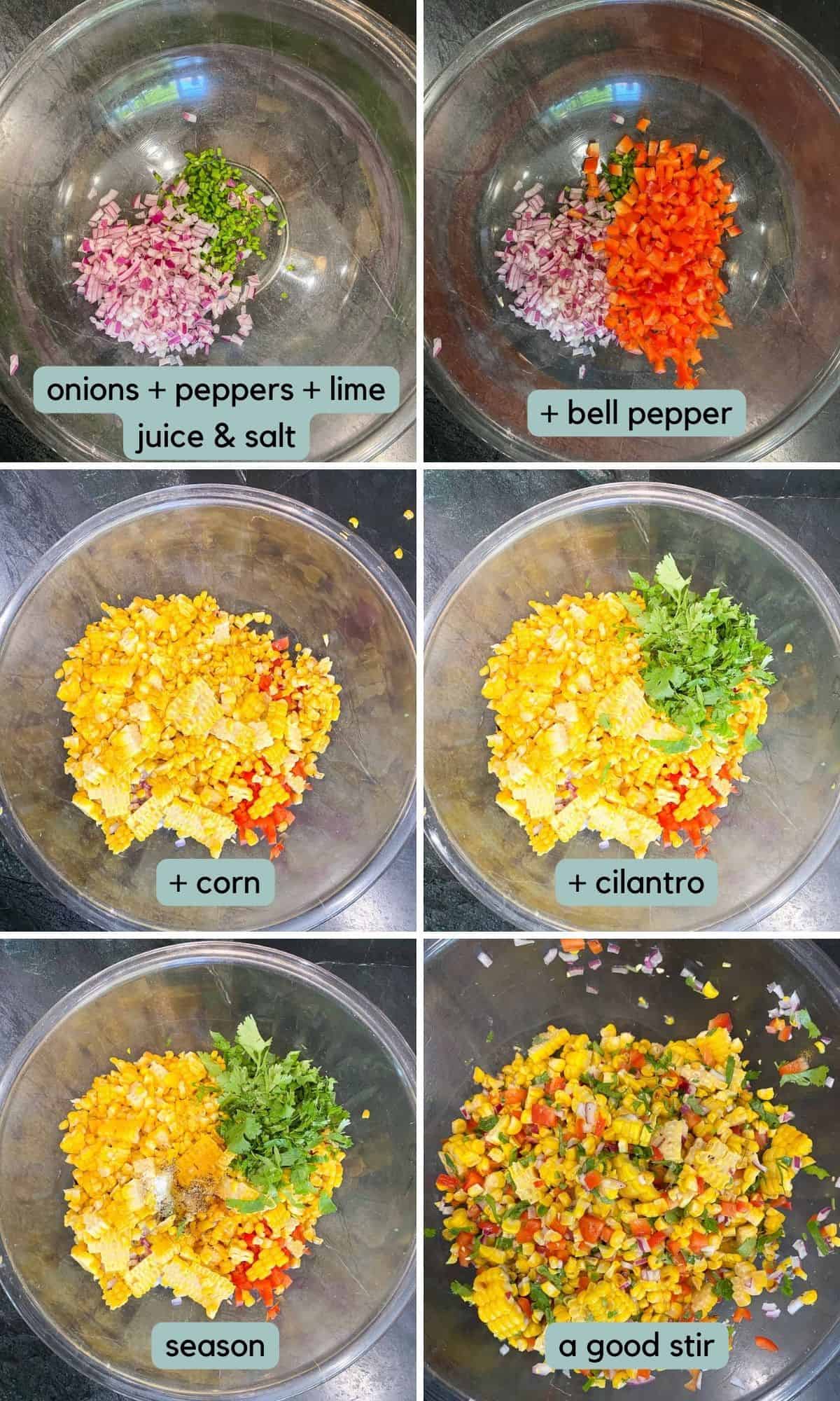 step by step instructions for making corn salsa