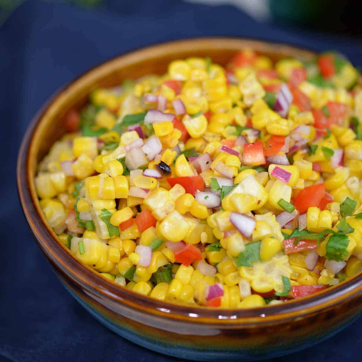 corn salsa recipe in a mexican bowl