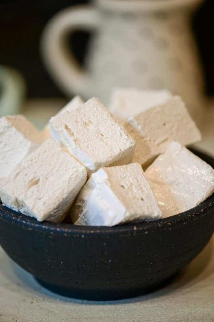 bowl of homemade marshmallows