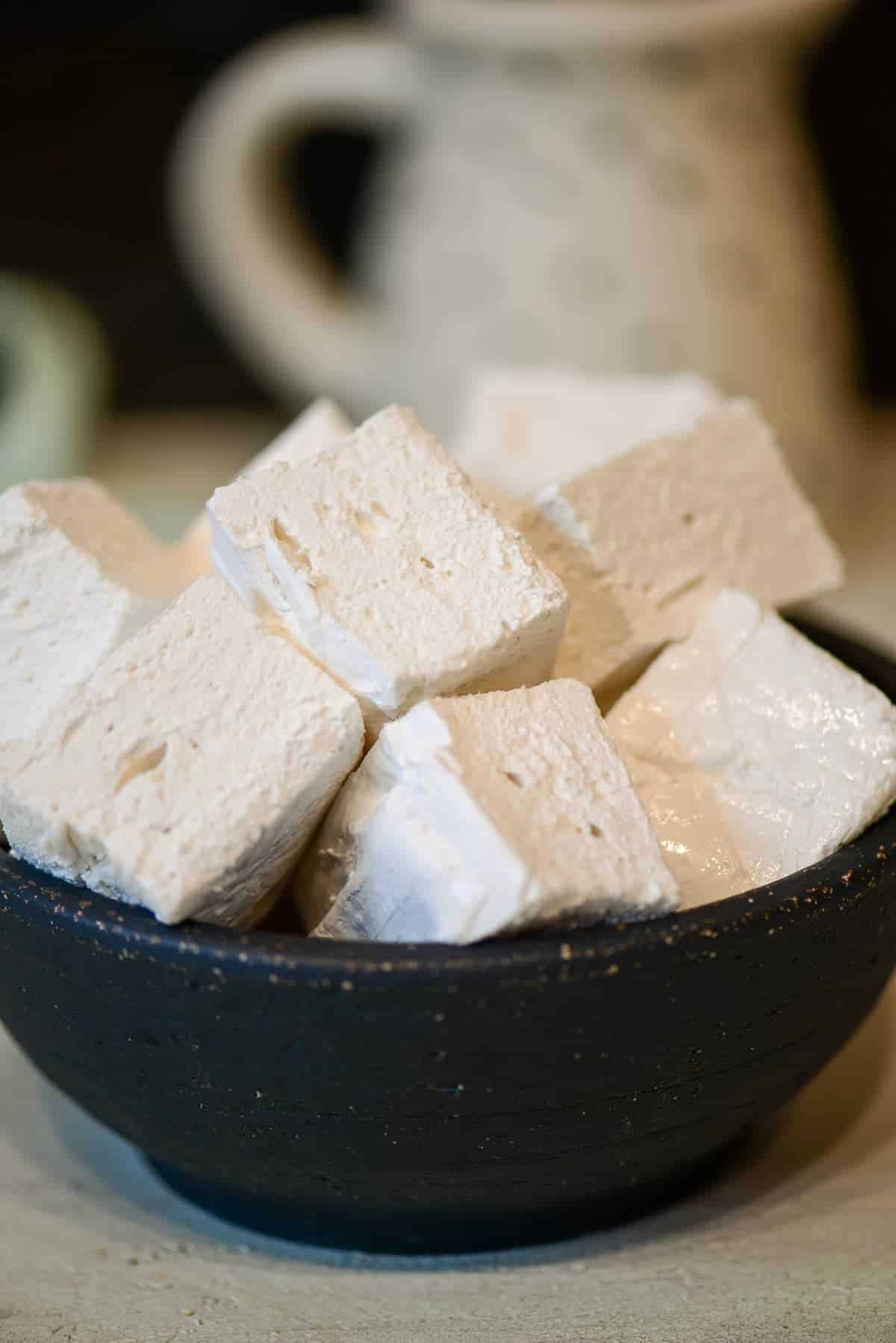 bowl of homemade marshmallows