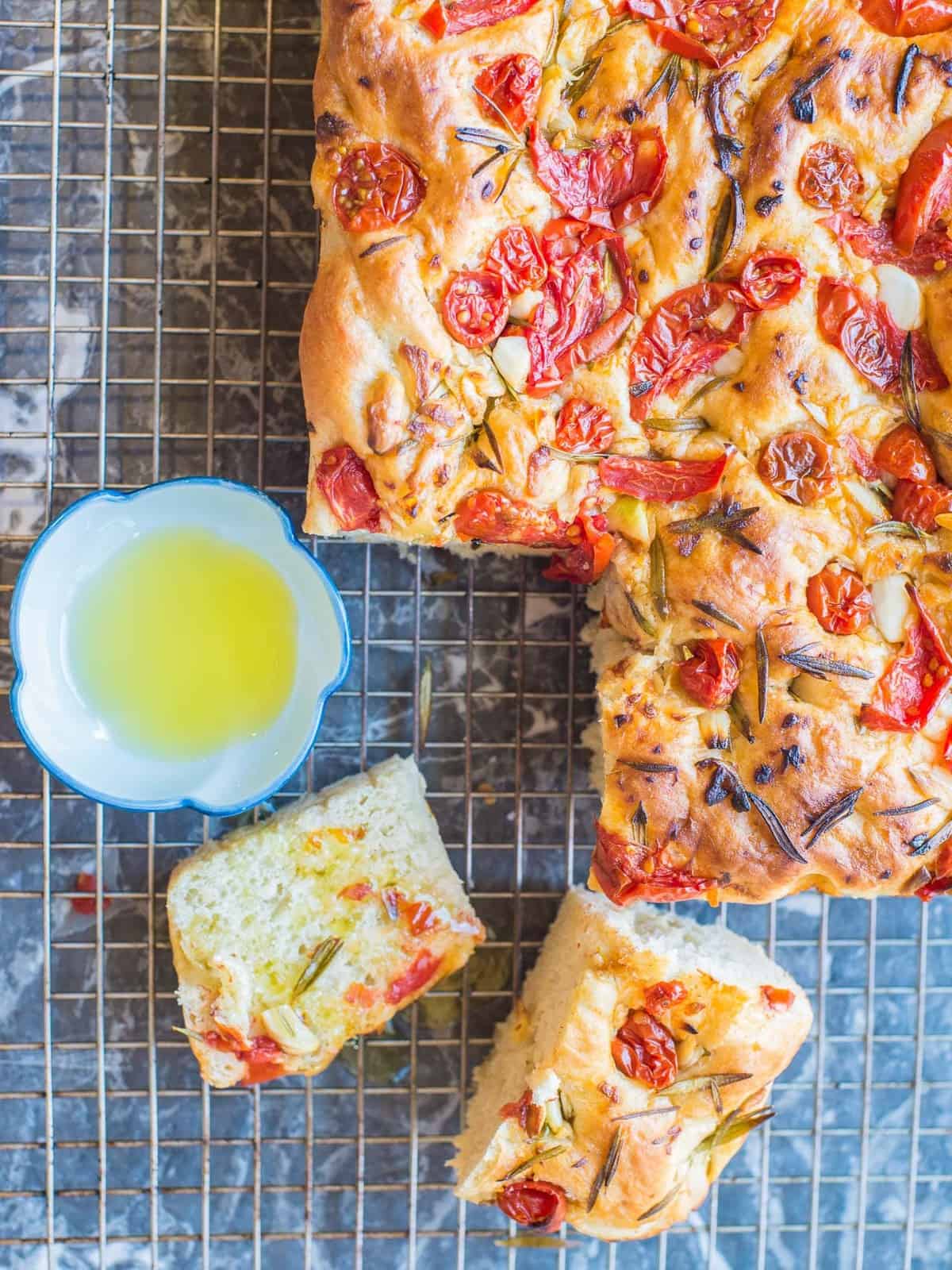 Tomato, Garlic & Rosemary Focaccia