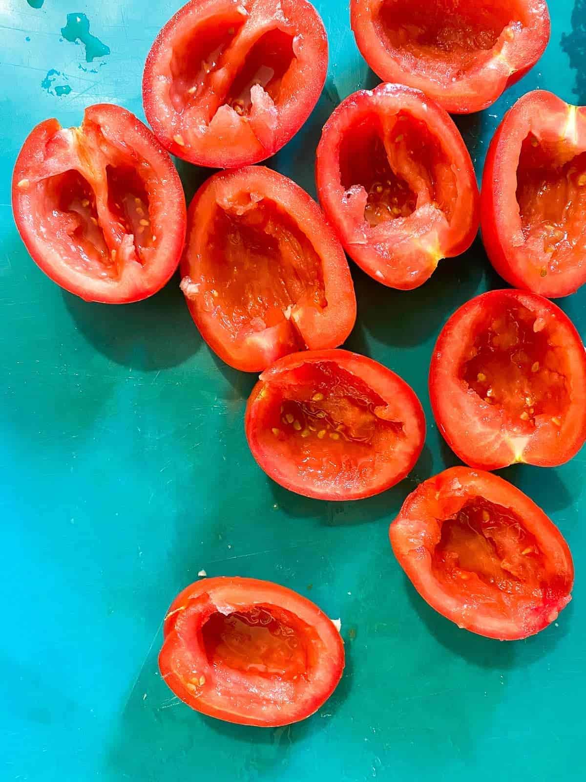 remove the seeds from the tomatoes, making pico de gallo