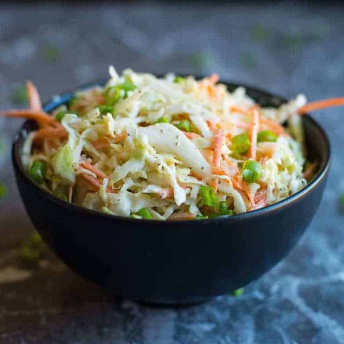 crunchy southern style coleslaw with carrots, cabbage and a creamy southern style dressing