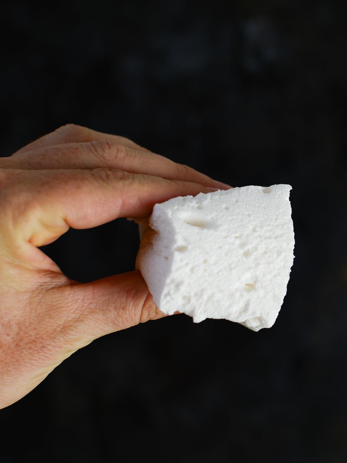 sugar free marshmallow recipe in a hand