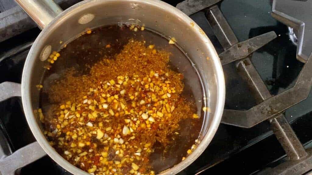 teriyaki sauce simmering on the stove